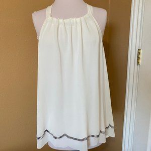 Scalloped Hem High Neck Blouse